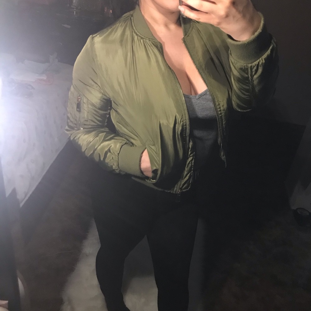 Olive bomber jacket